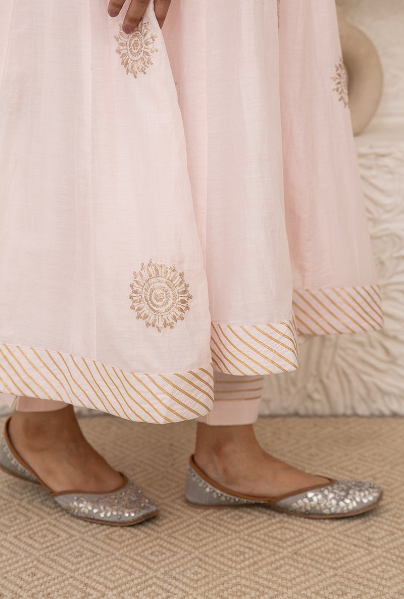 Powder Pink Kalidaar Tahira Kurta Set