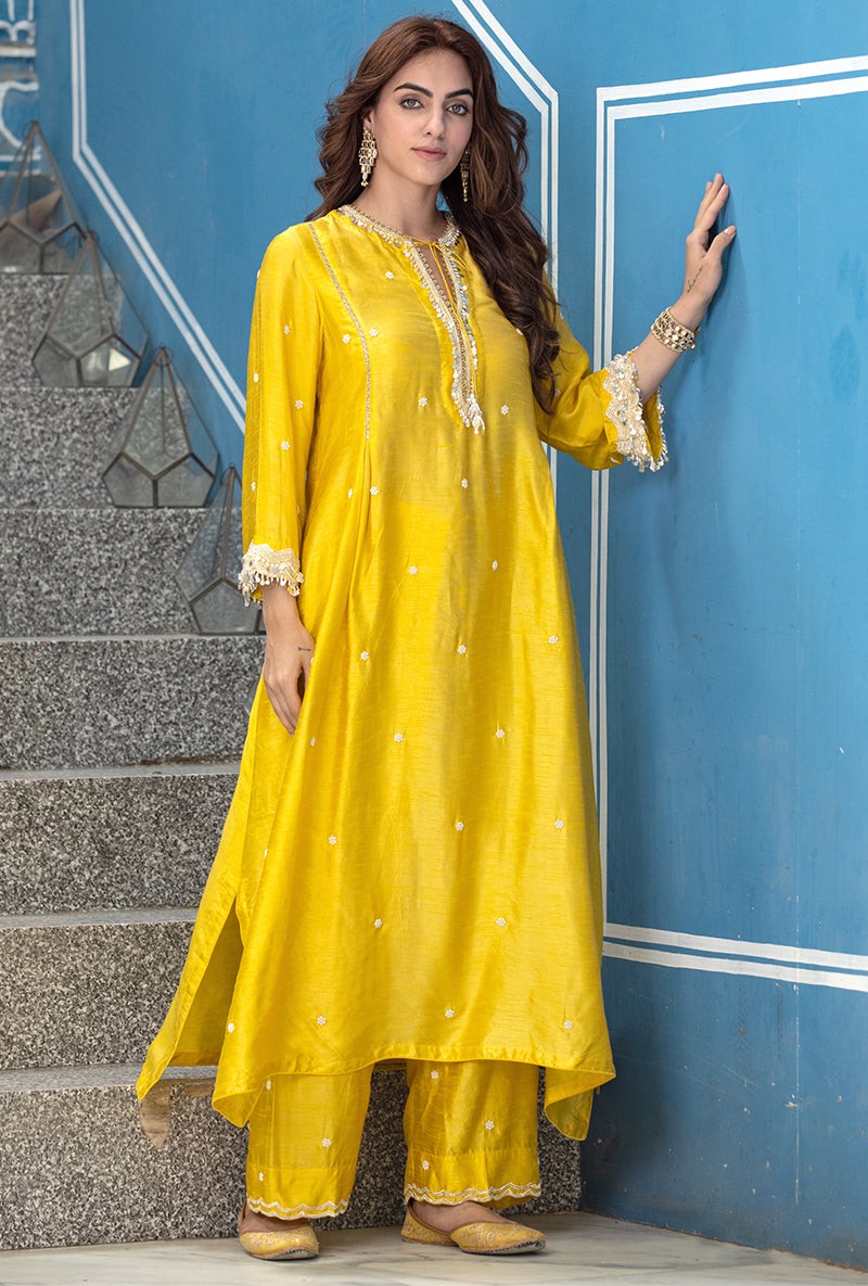 Yellow Heavy Sleeve Ameera Kurta Set