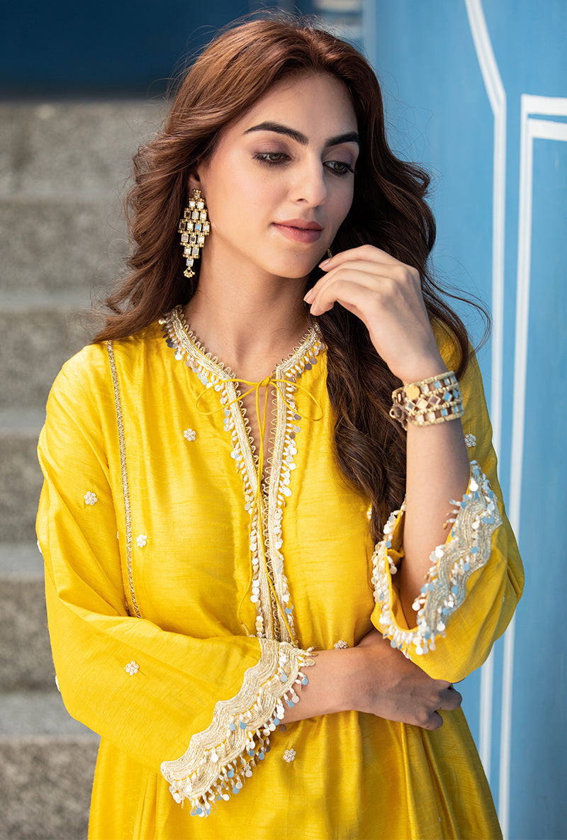 Yellow Heavy Sleeve Ameera Kurta Set