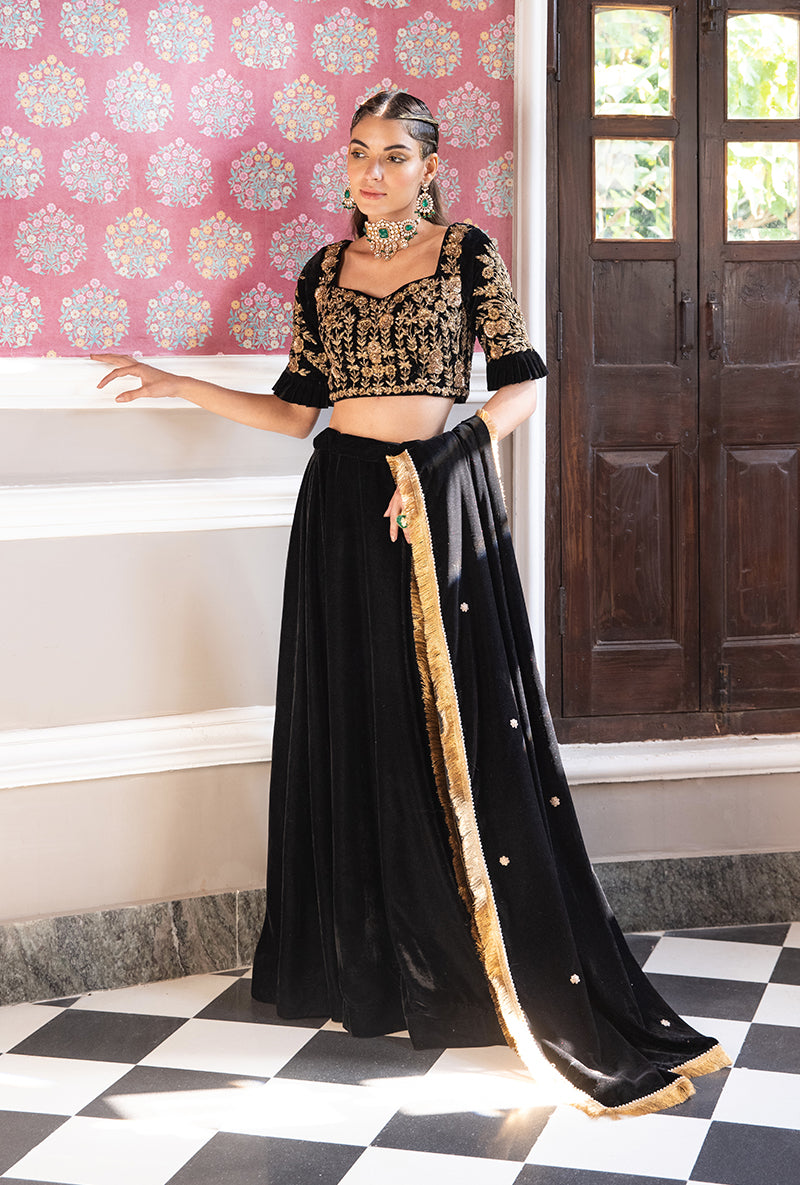 Black Velvet Aarzoo Lehenga