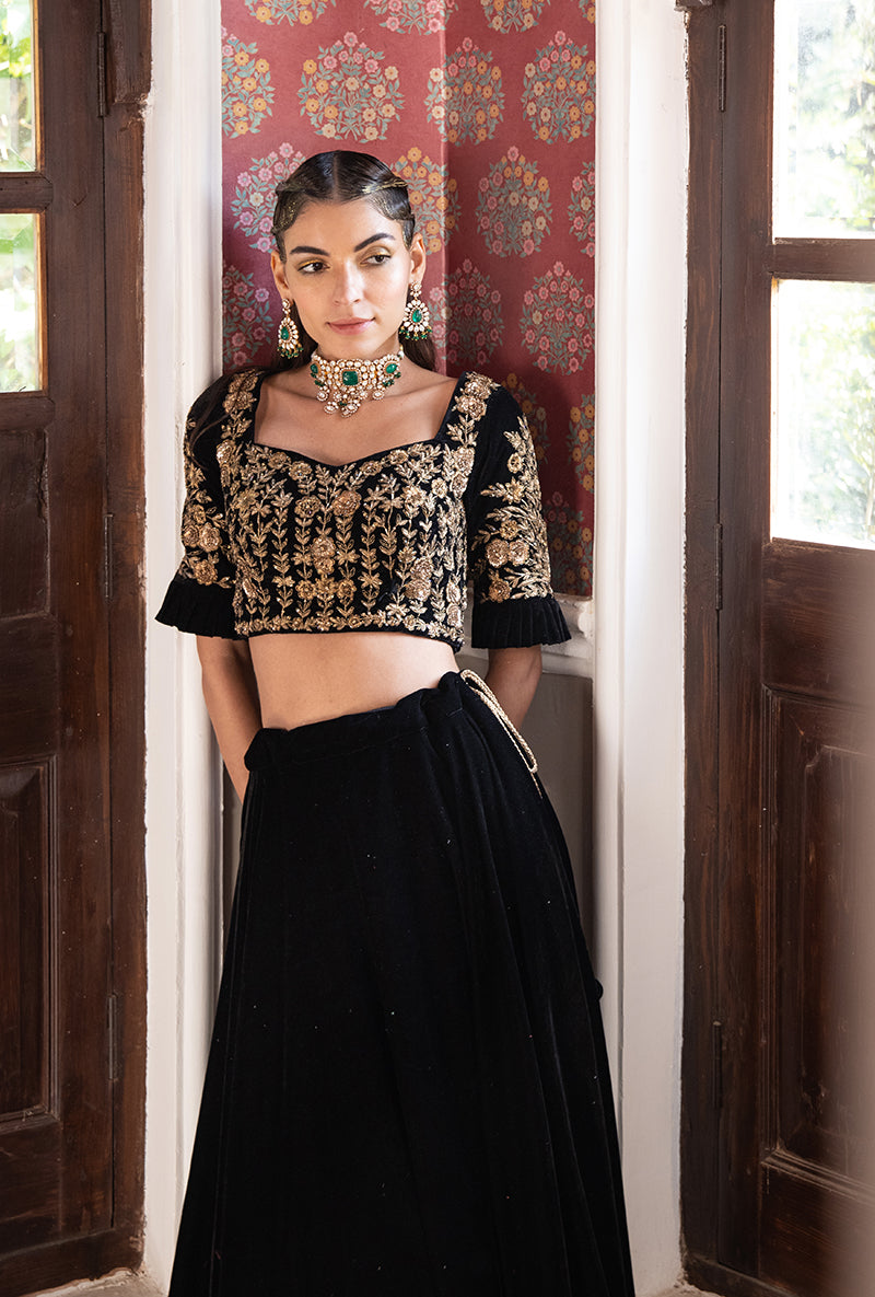 Black Velvet Aarzoo Lehenga