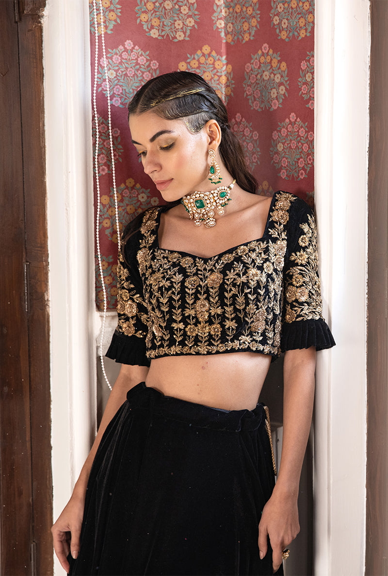 Black Velvet Aarzoo Lehenga