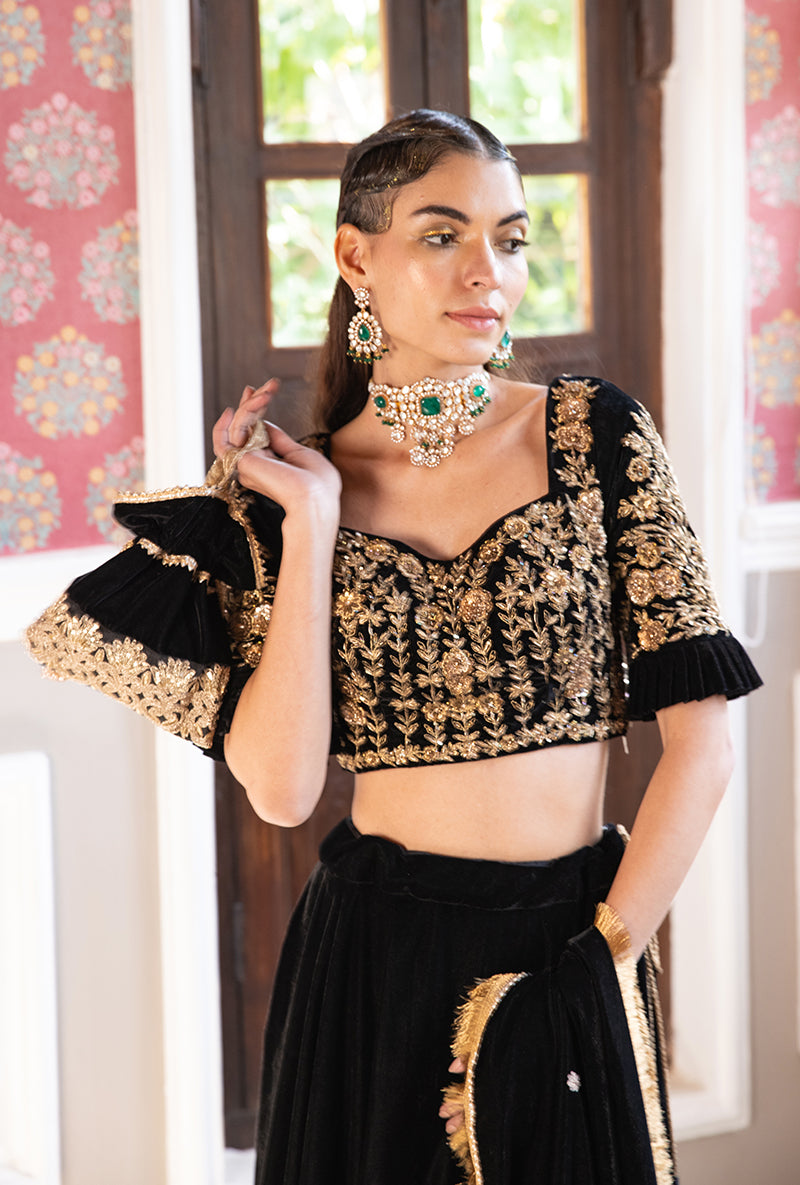 Black Velvet Aarzoo Lehenga