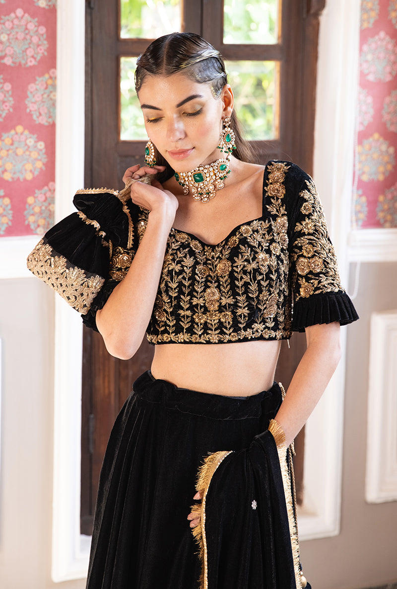 Black Velvet Aarzoo Lehenga