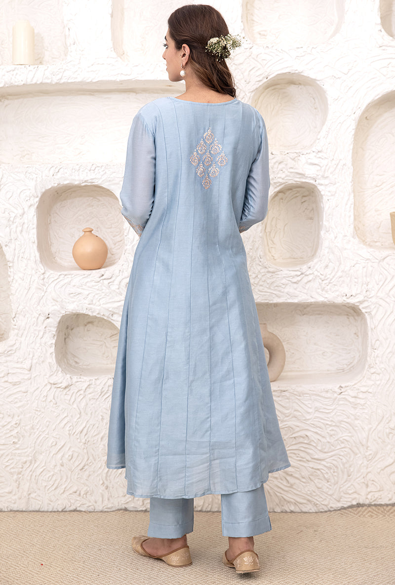Ice Blue Kalidaar Tahira Kurta Set