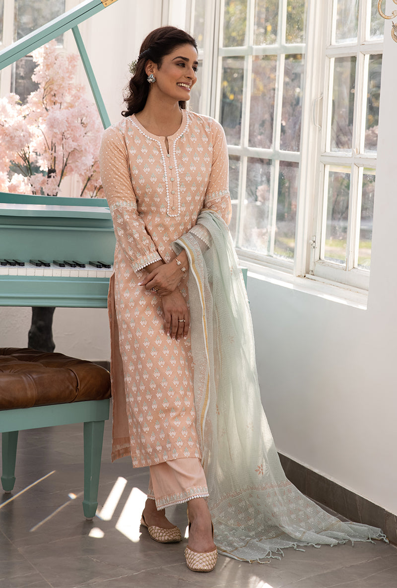 Peach Straight Aisha Kurta Set