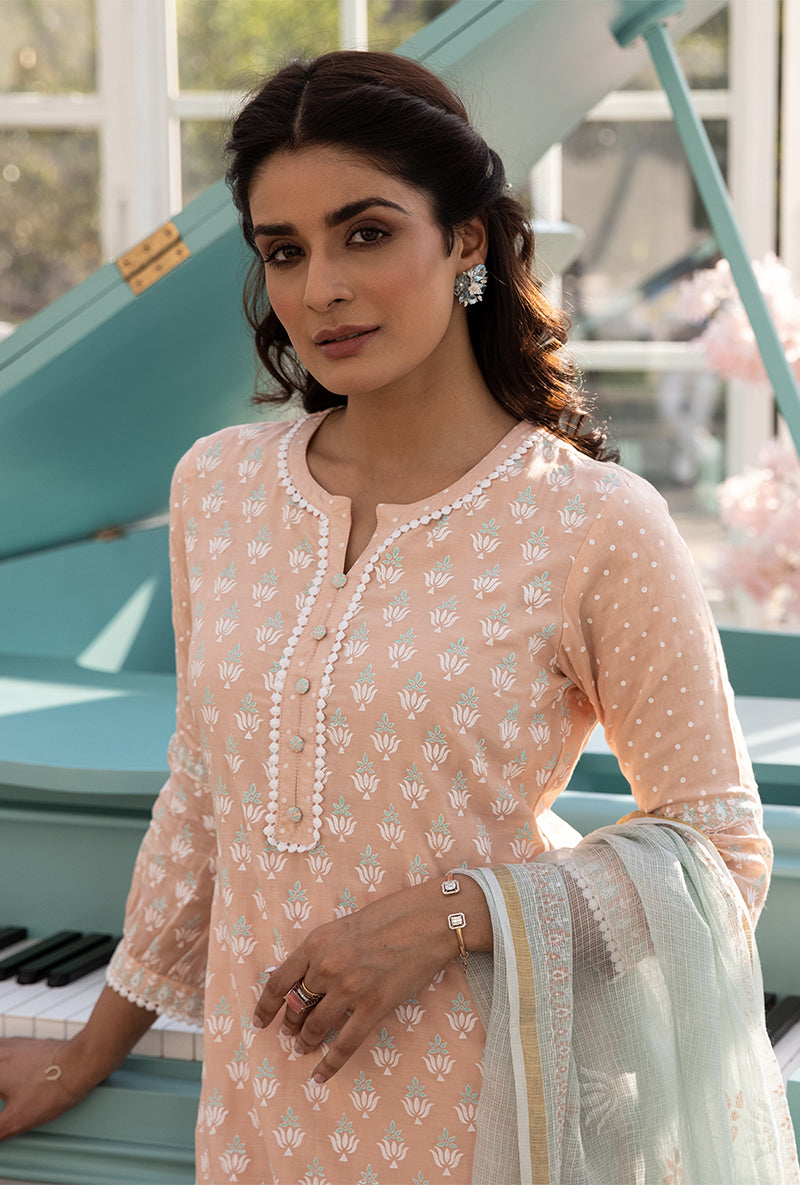 Peach Straight Aisha Kurta Set