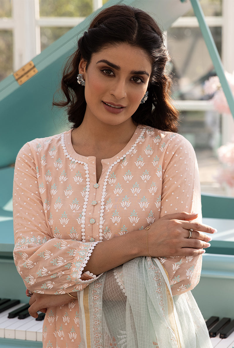 Peach Straight Aisha Kurta Set