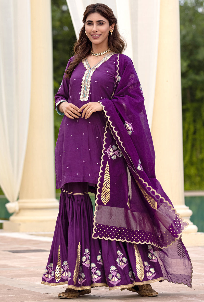 Purple Haseena Gharara Set