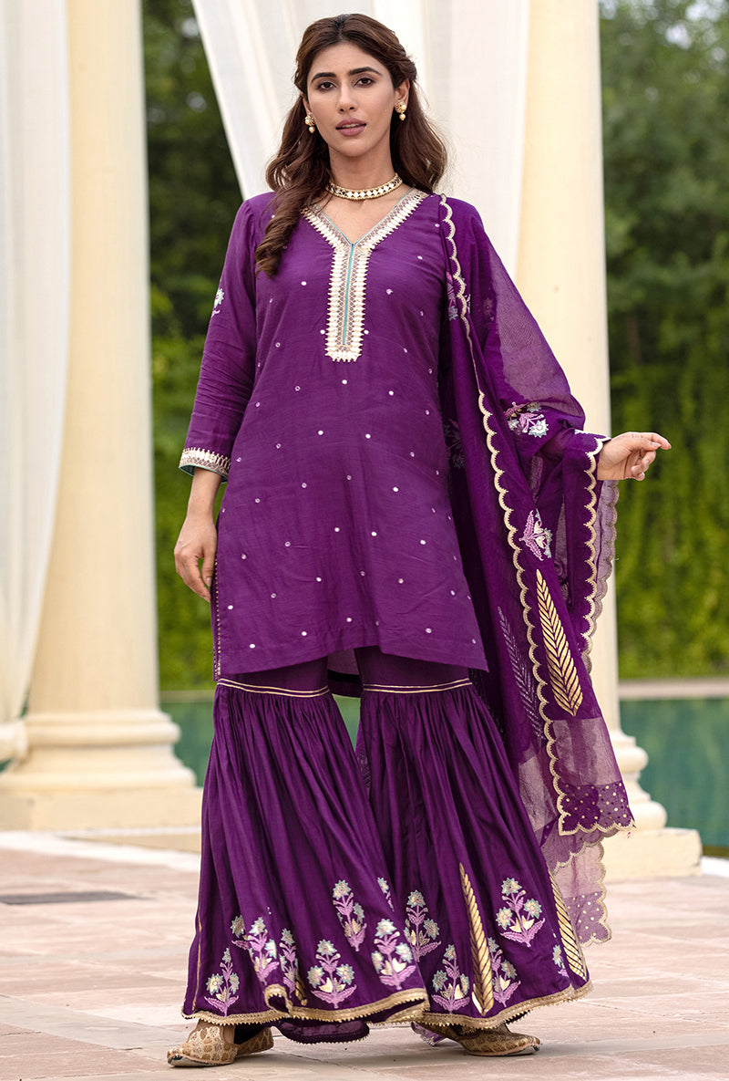 Purple Haseena Gharara Set