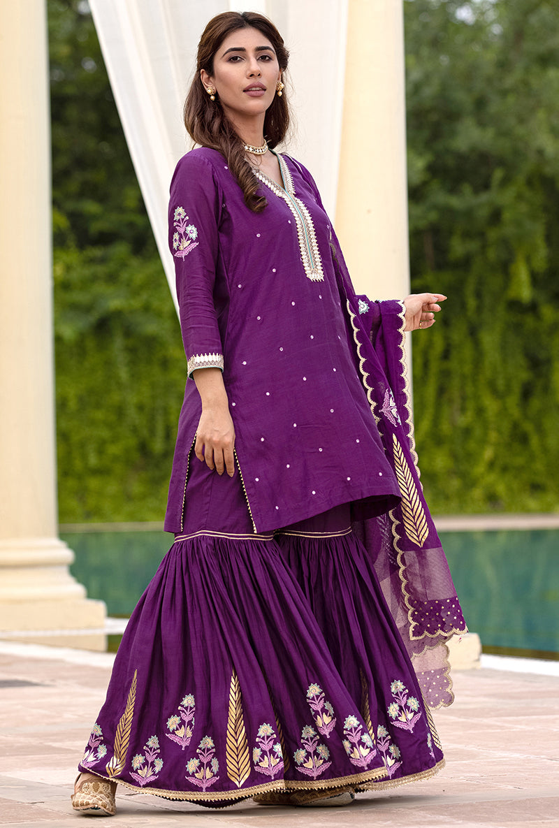 Purple Haseena Gharara Set