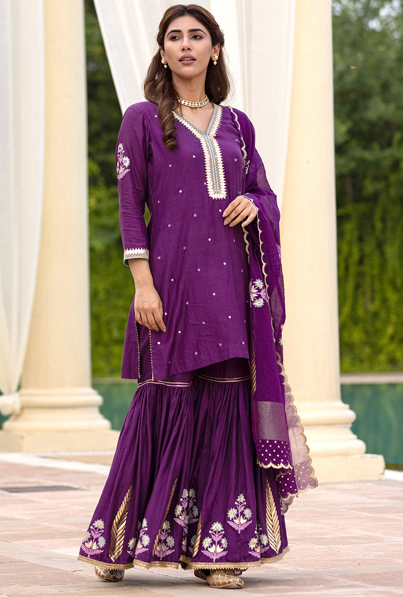Purple Haseena Gharara Set