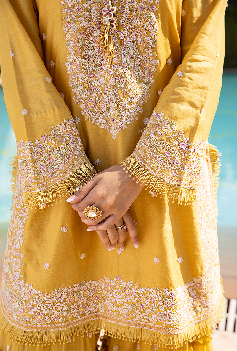 Yellow Dori Paisley Aafreen Gharara Set