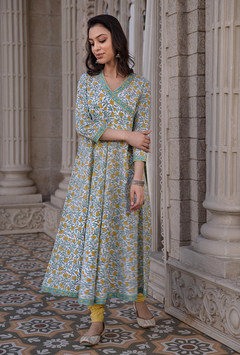 Yellow Mayuri Angrakha Kurta Set