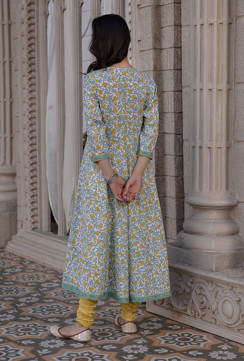 Yellow Mayuri Angrakha Kurta Set