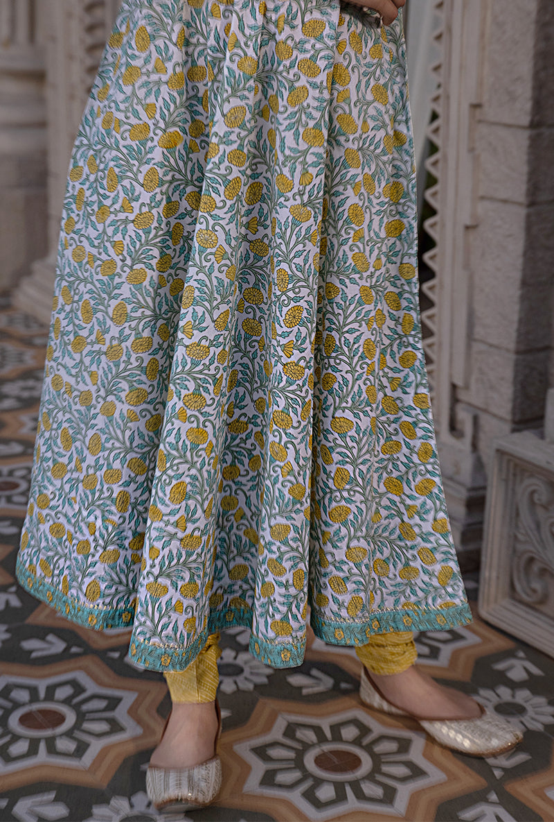 Yellow Mayuri Angrakha Kurta Set