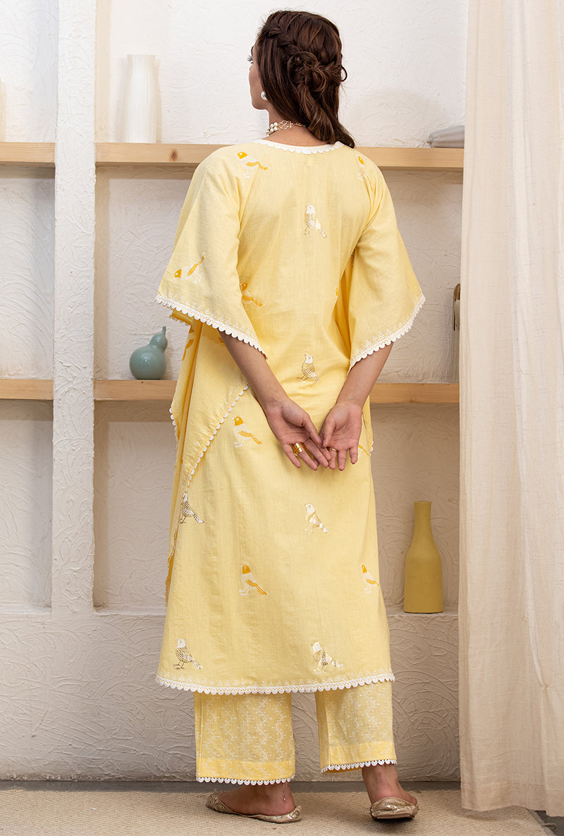Yellow Pihu Kaftan Set
