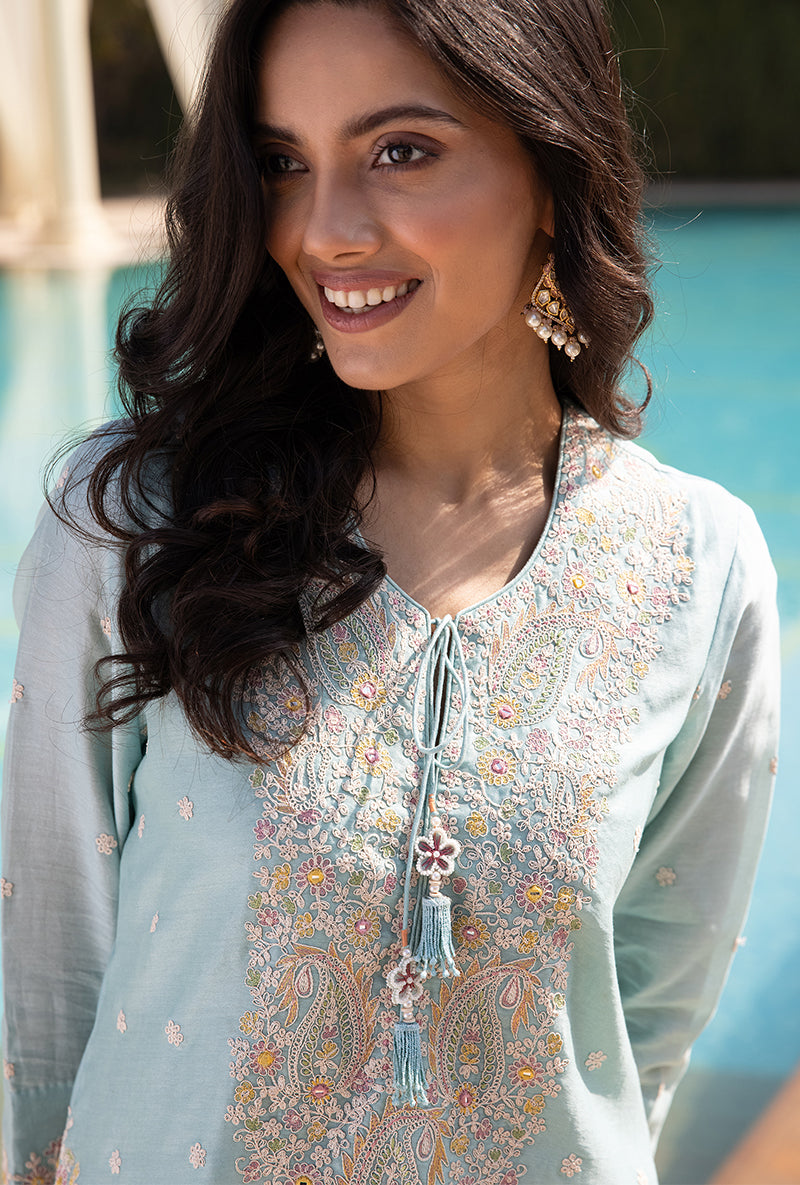 Blue Dori Paisley Aafreen Gharara Set