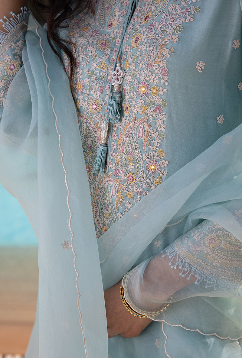 Blue Dori Paisley Aafreen Gharara Set