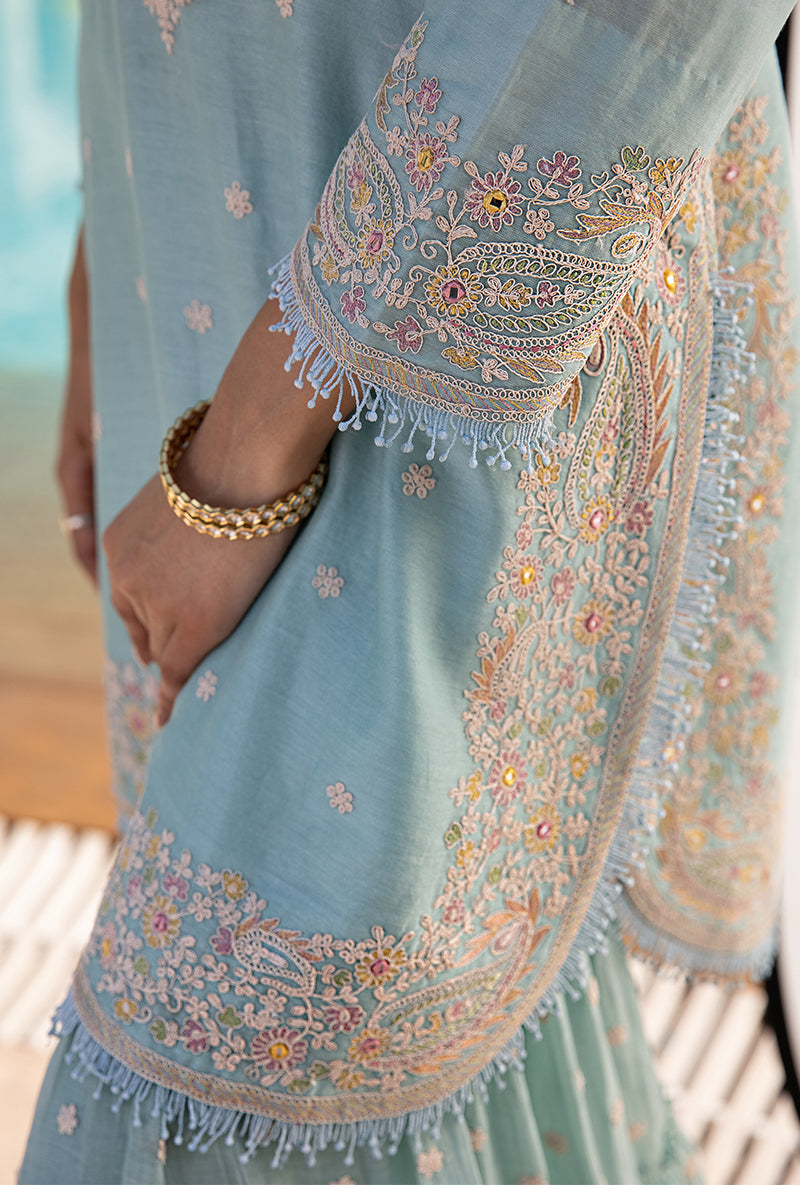 Blue Dori Paisley Aafreen Gharara Set