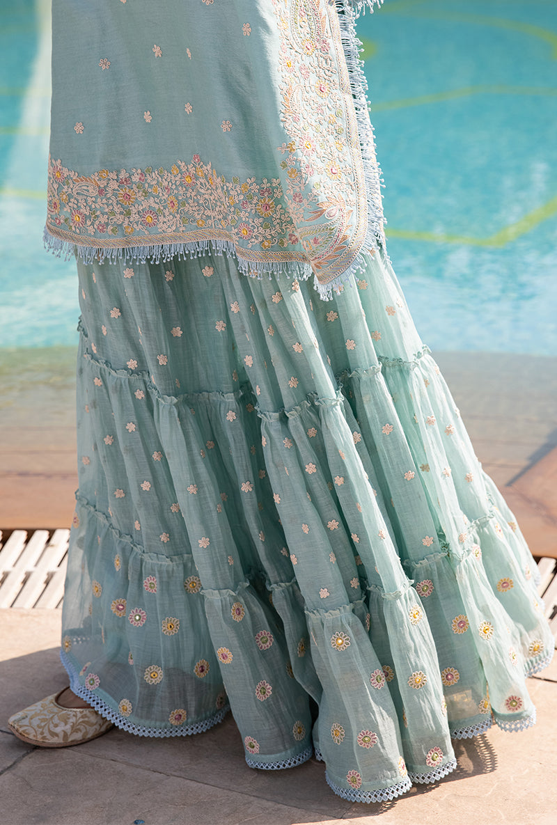 Blue Dori Paisley Aafreen Gharara Set