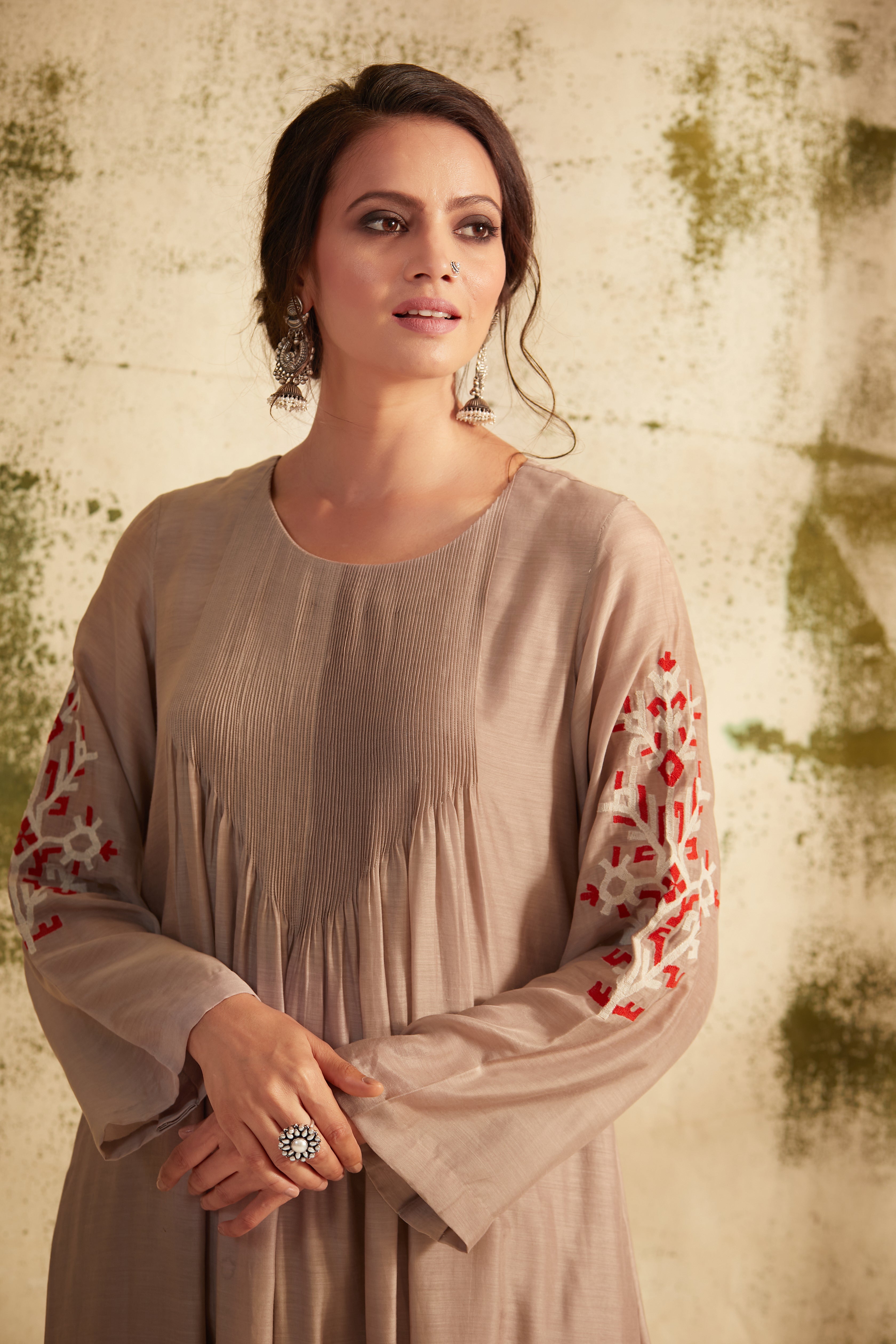 Grey Pintuck Inaya Kurta Set