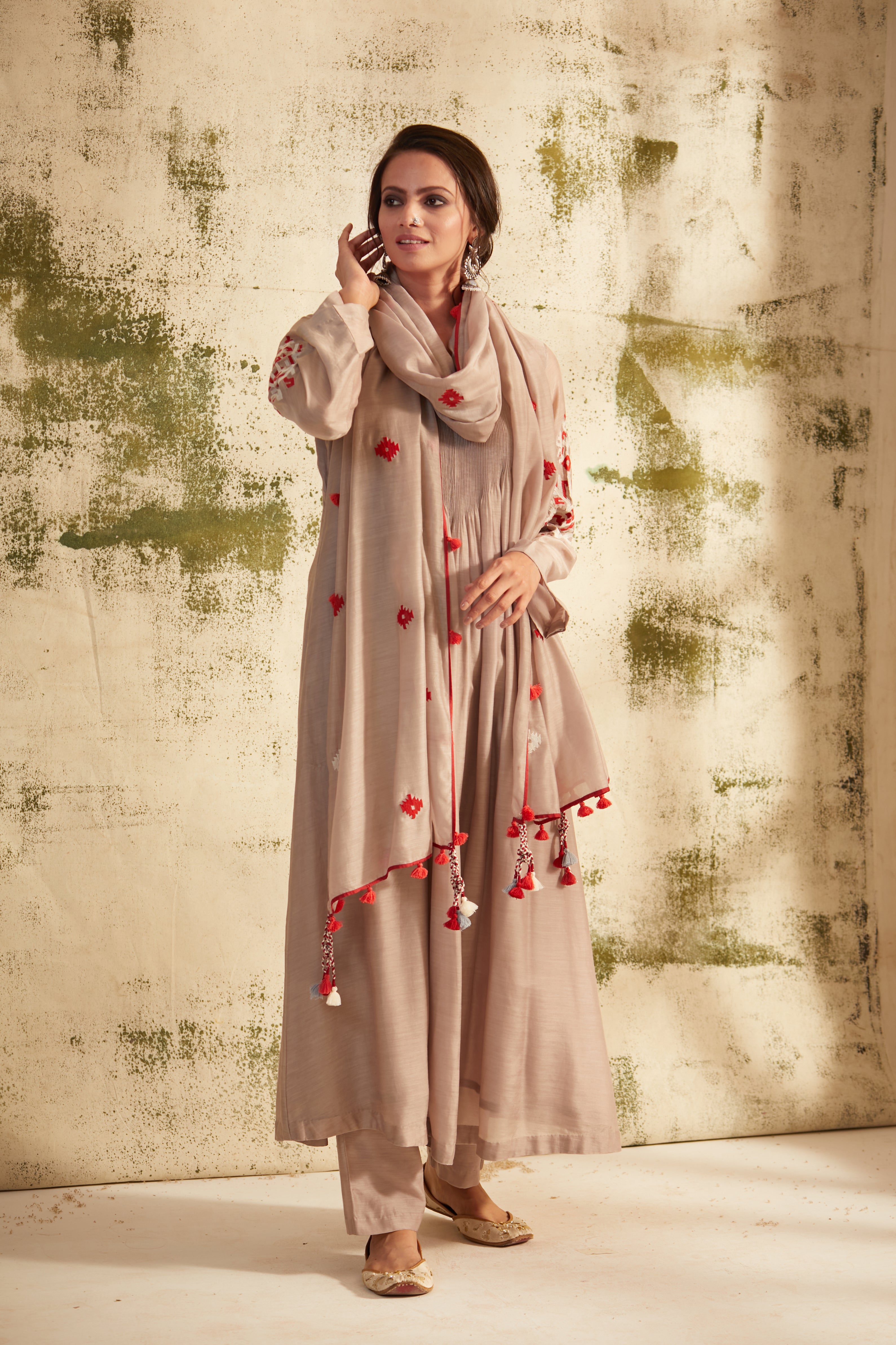 Grey Pintuck Inaya Kurta Set