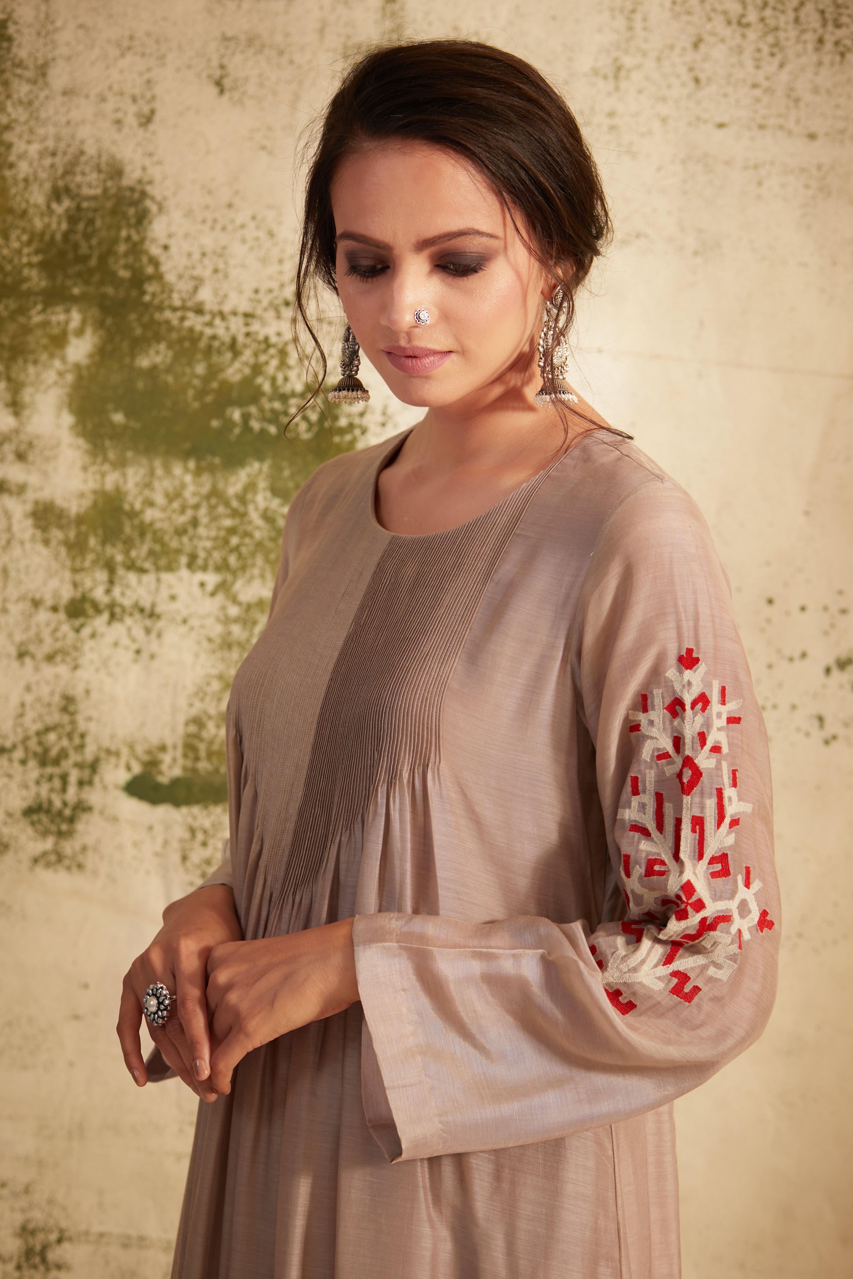 Grey Pintuck Inaya Kurta Set