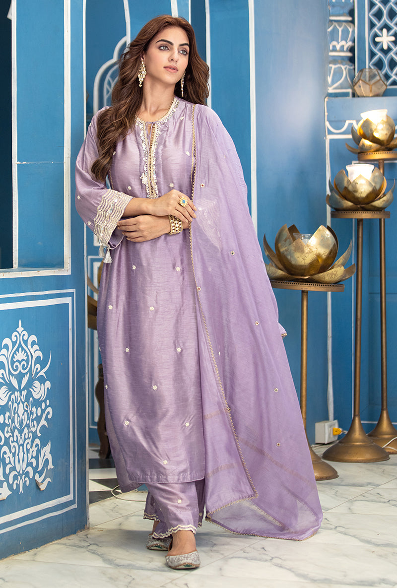 Lavender Single Scallop Ameera Kurta Set