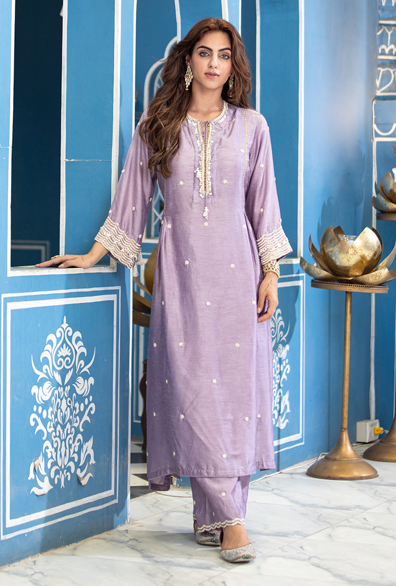 Lavender Single Scallop Ameera Kurta Set