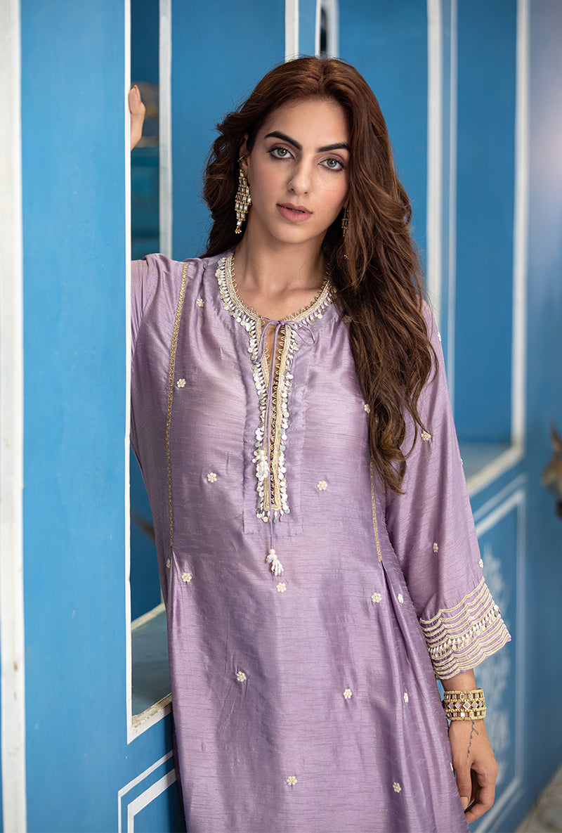 Lavender Single Scallop Ameera Kurta Set