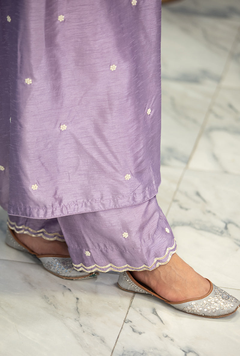 Lavender Single Scallop Ameera Kurta Set
