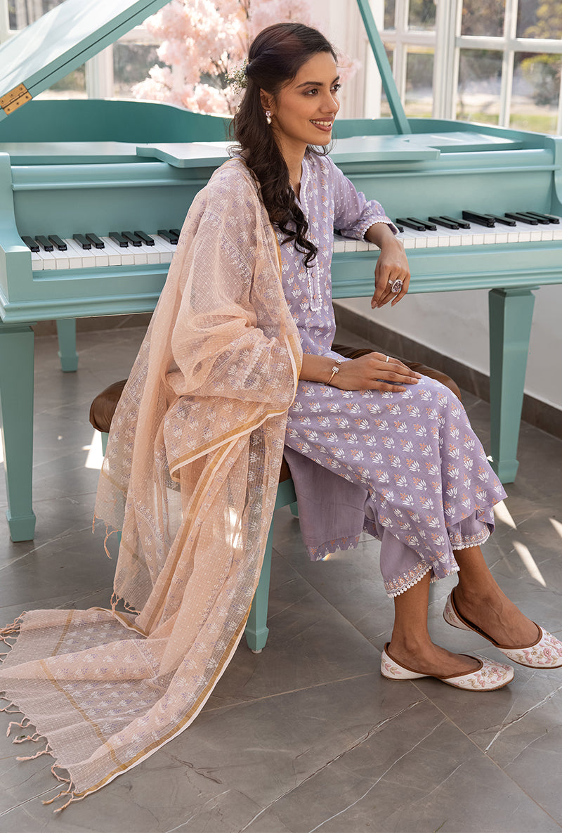 Lavender Straight Aisha Kurta Set