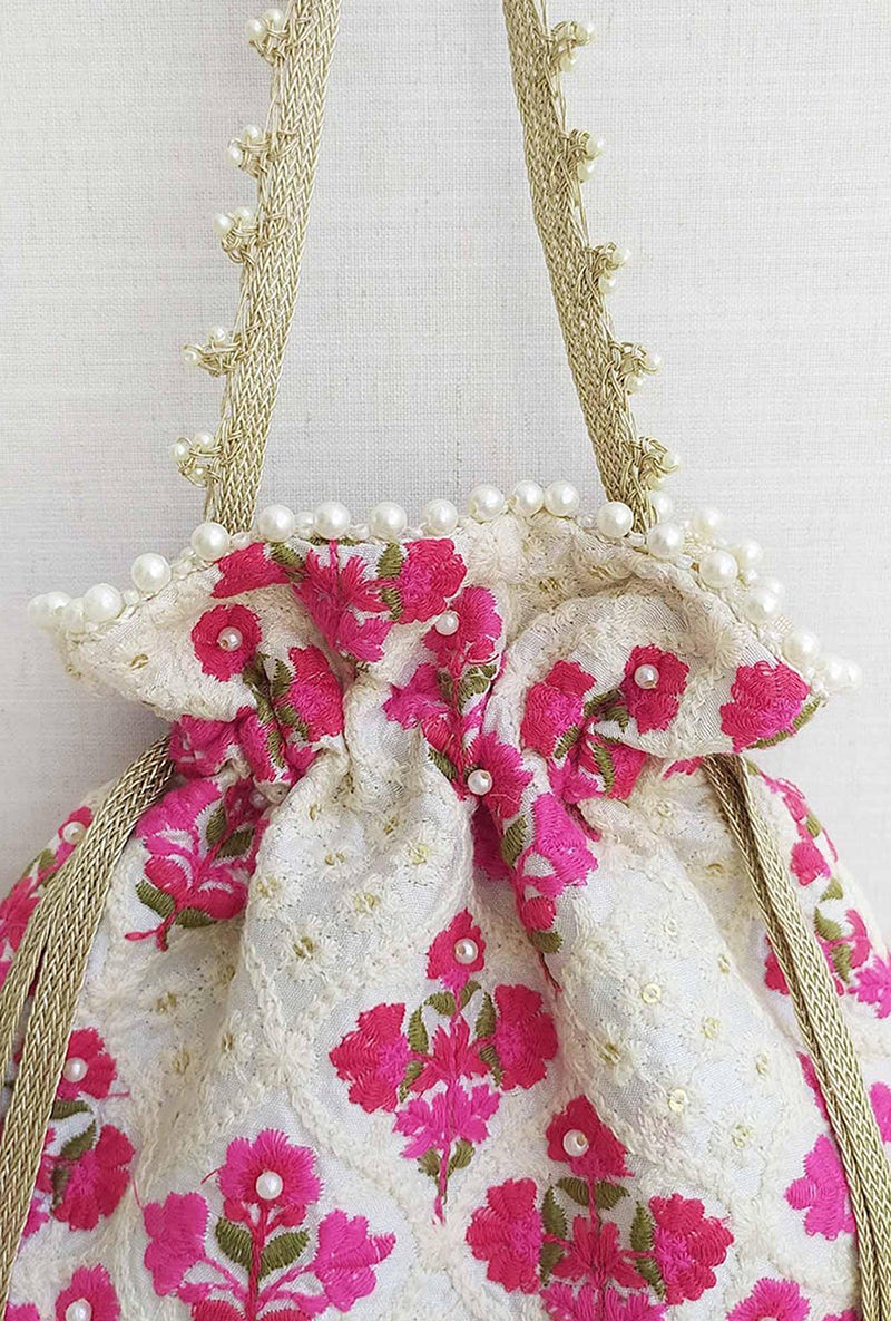 Gulab Embroidered Silk Potli