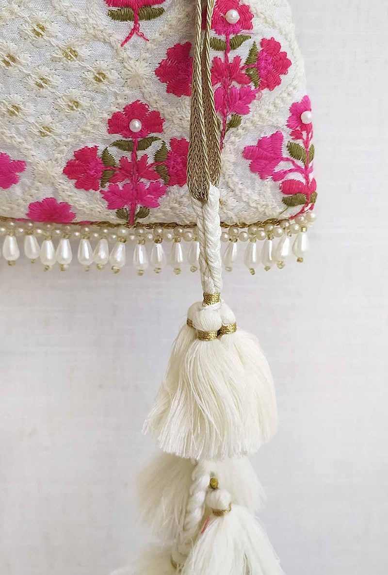 Gulab Embroidered Silk Potli