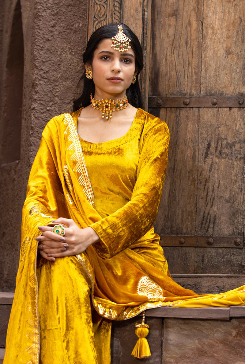 Mustard Ruhaani Sharara Set