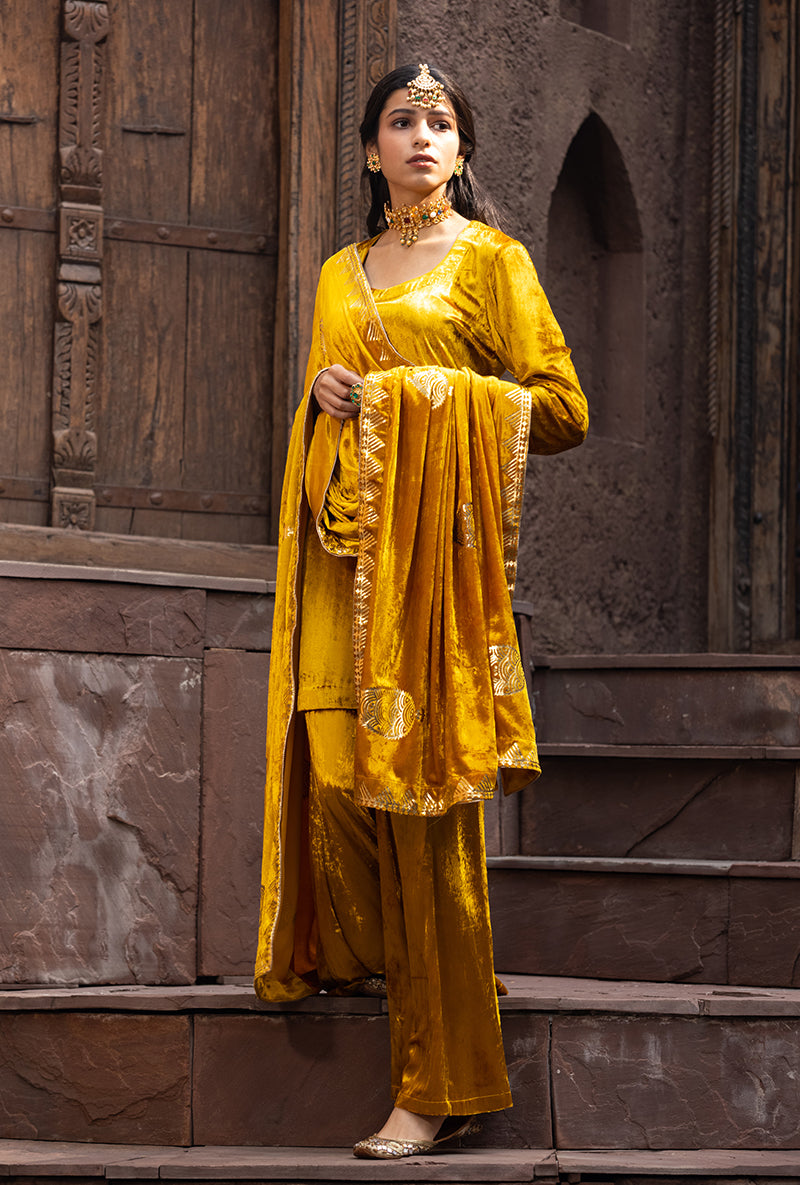 Mustard Ruhaani Sharara Set