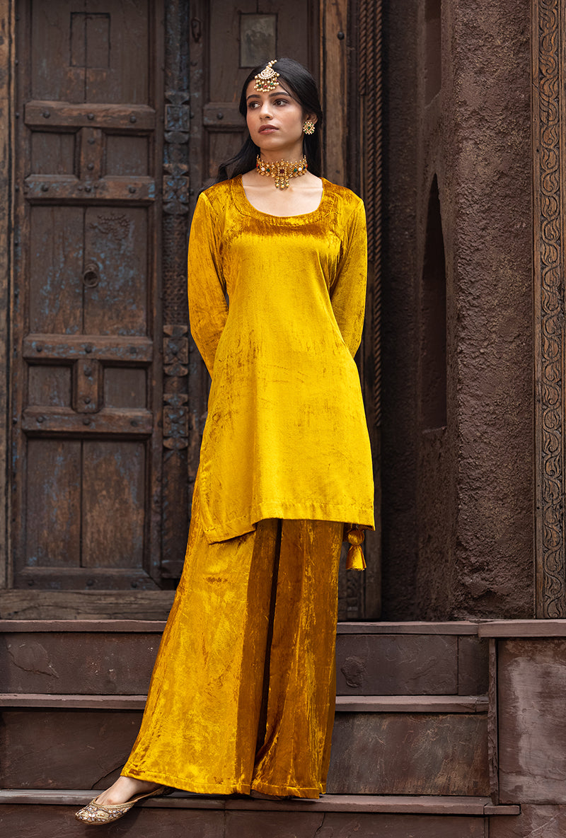 Mustard Ruhaani Sharara Set