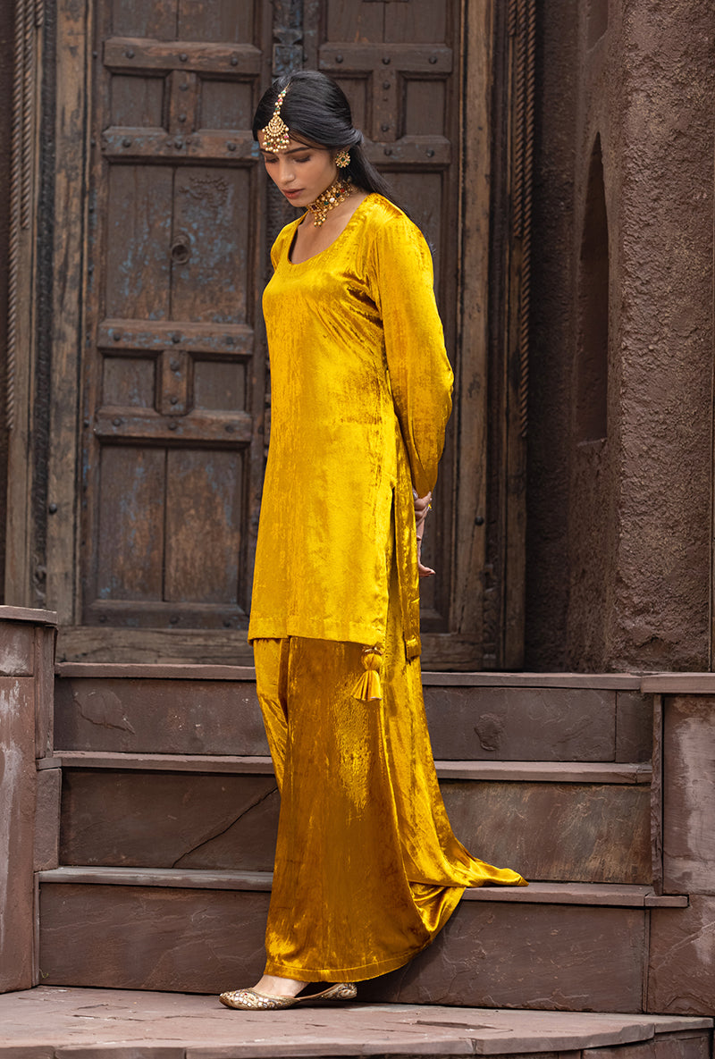 Mustard Ruhaani Sharara Set