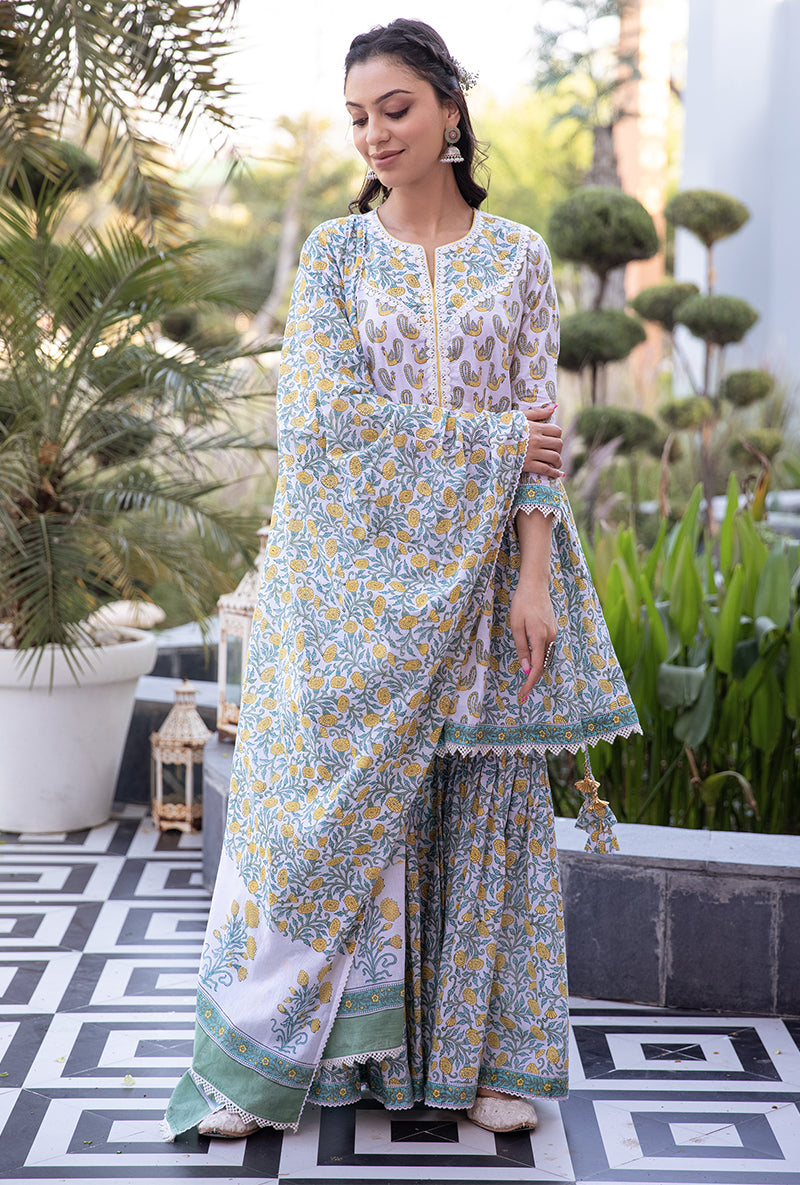 Yellow Mayuri Gharara Set