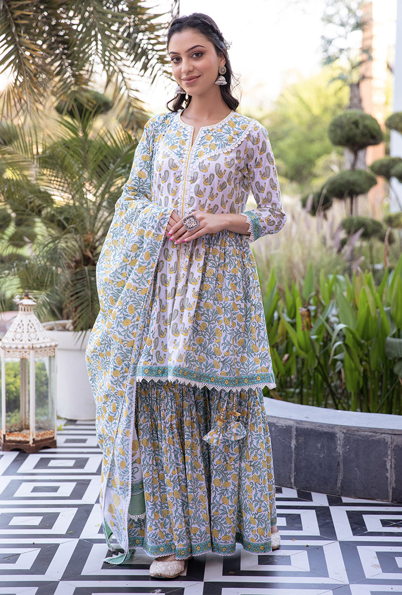 Yellow Mayuri Gharara Set