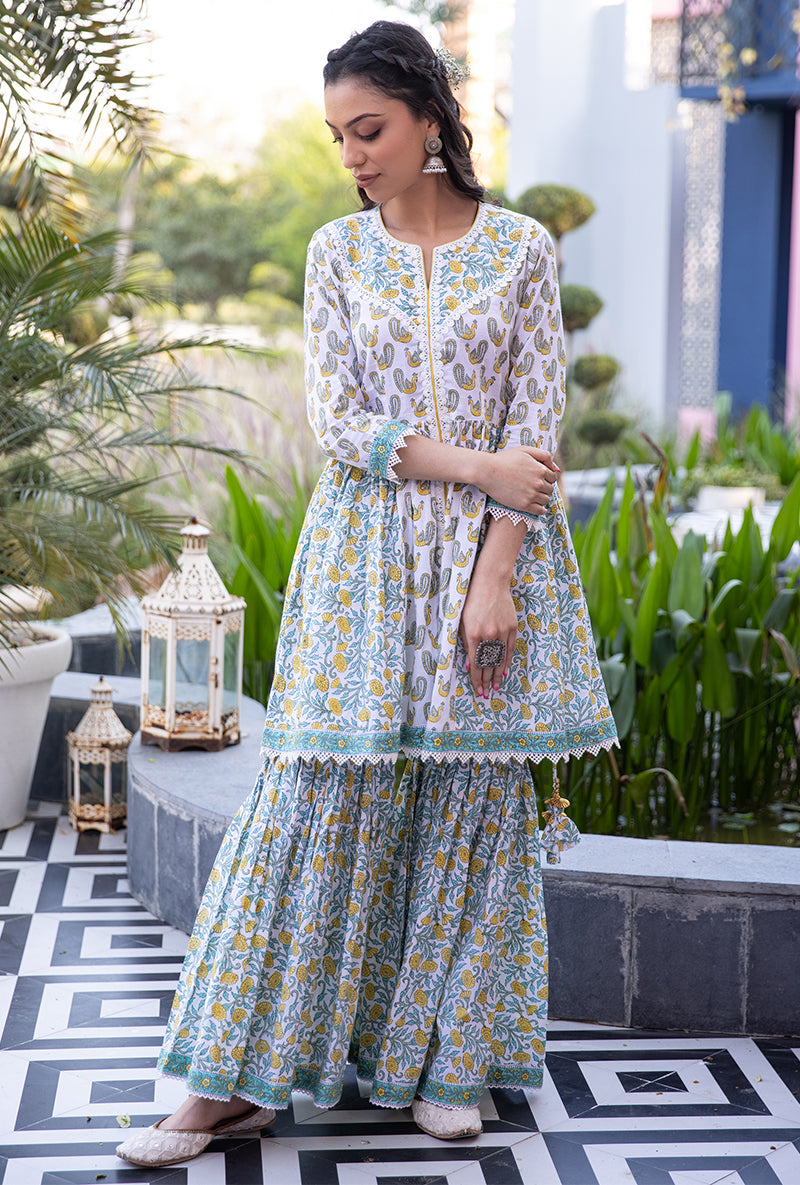 Yellow Mayuri Gharara Set