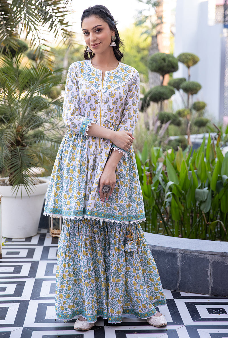 Yellow Mayuri Gharara Set