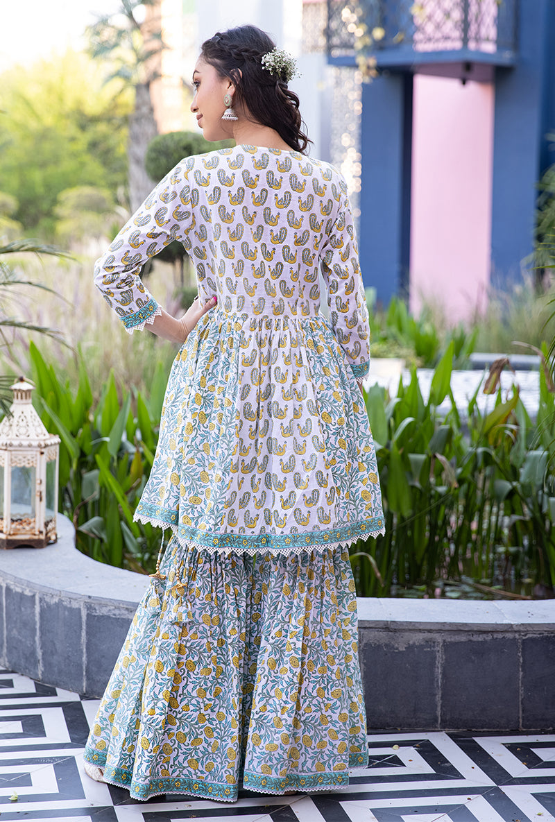 Yellow Mayuri Gharara Set