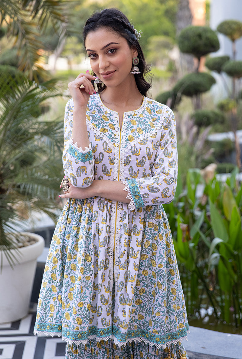 Yellow Mayuri Gharara Set
