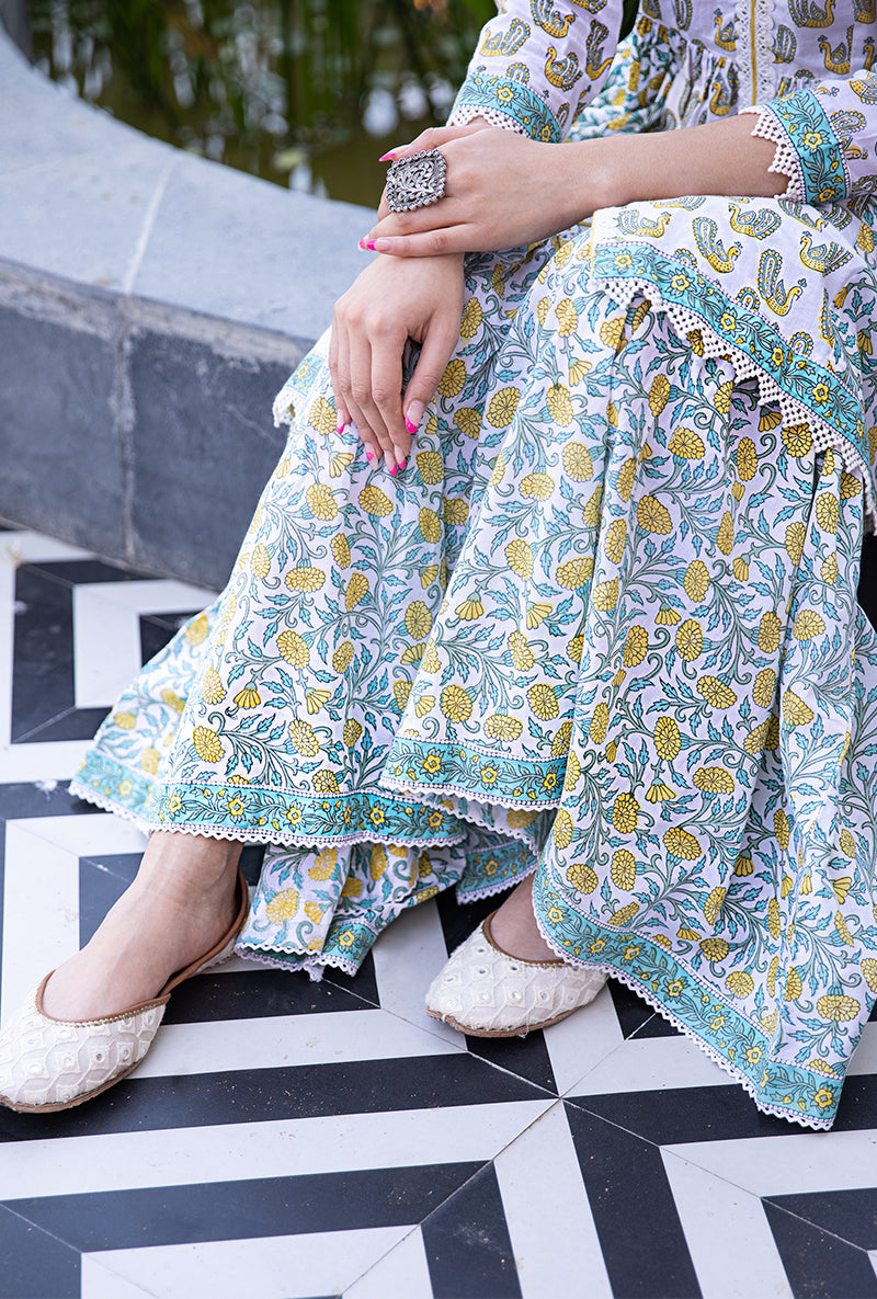 Yellow Mayuri Gharara Set