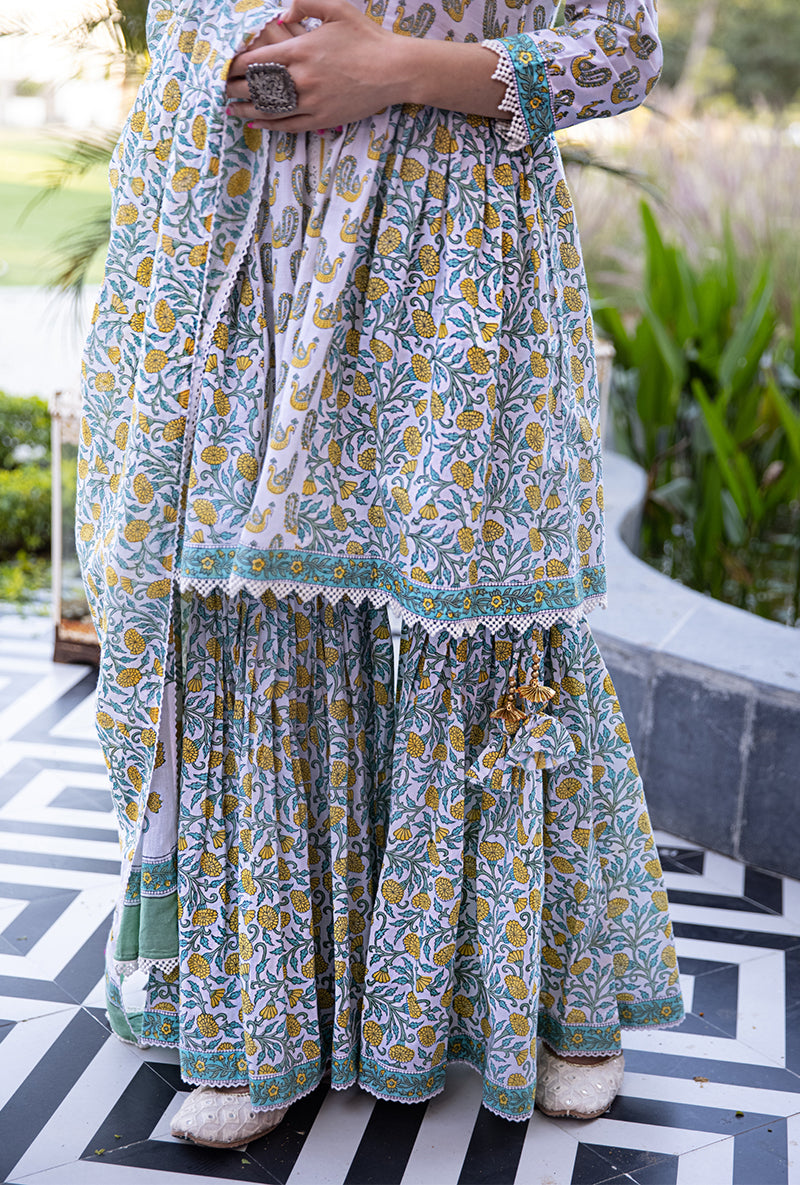 Yellow Mayuri Gharara Set