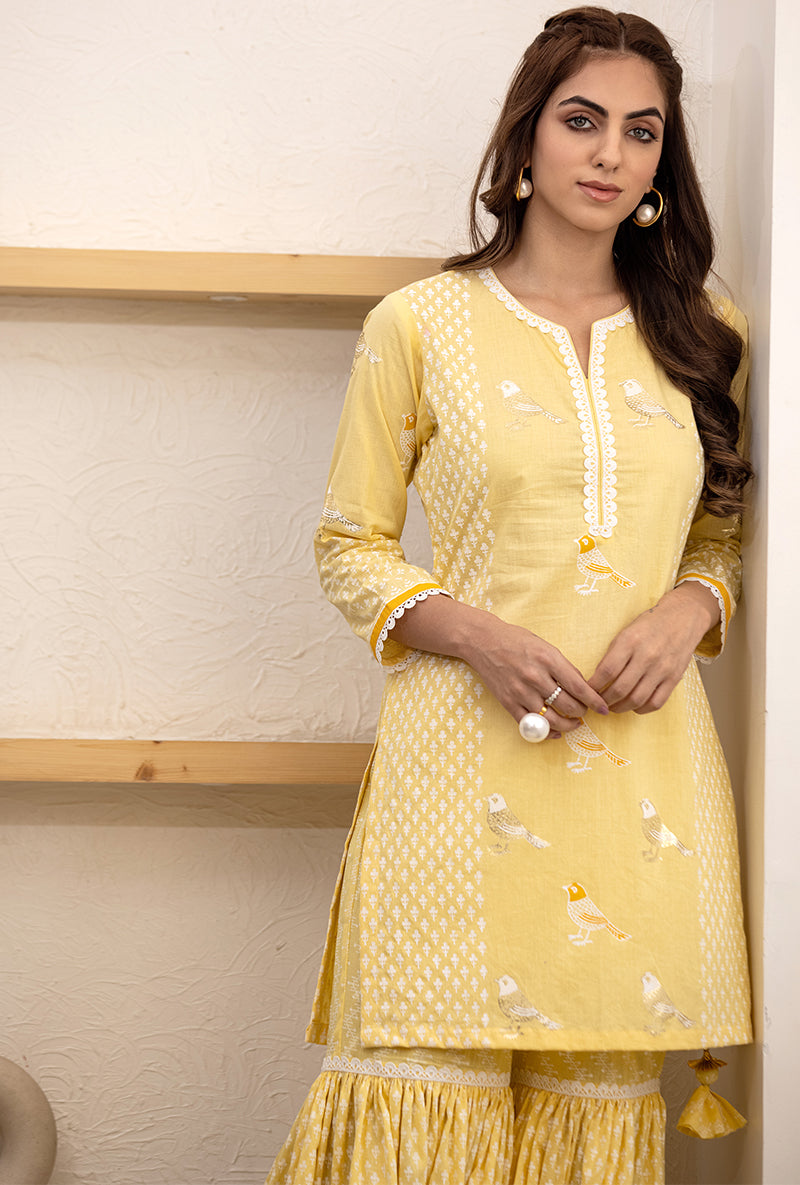 Yellow Pihu Gharara Set