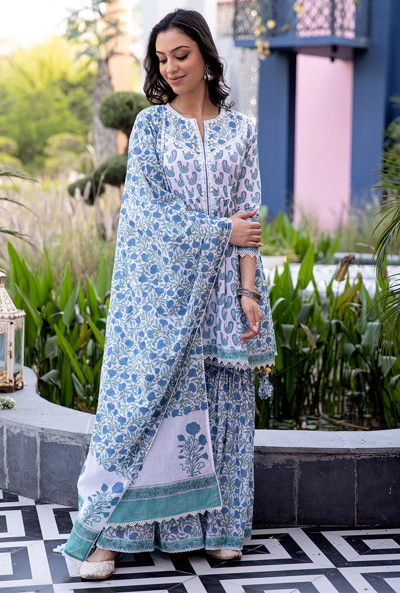 Blue Mayuri Gharara Set