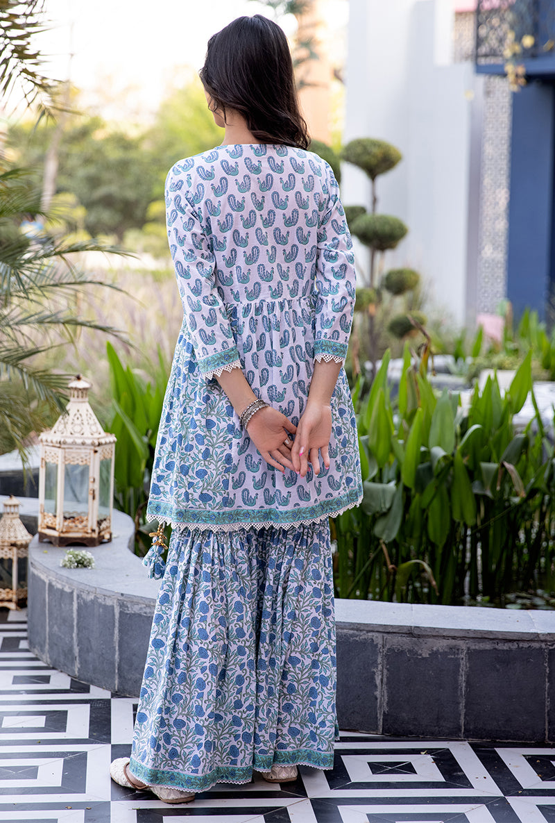Blue Mayuri Gharara Set